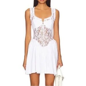 $289 NWT White For Love And Lemons “Camdyn” Mini Dress Sz Medium